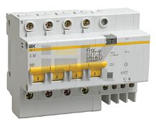 Выключатель автоматический дифференциальный АД14 4п 16А C 100мА тип AC (5 мод) | код. MAD10-4-016-C-100 | IEK 